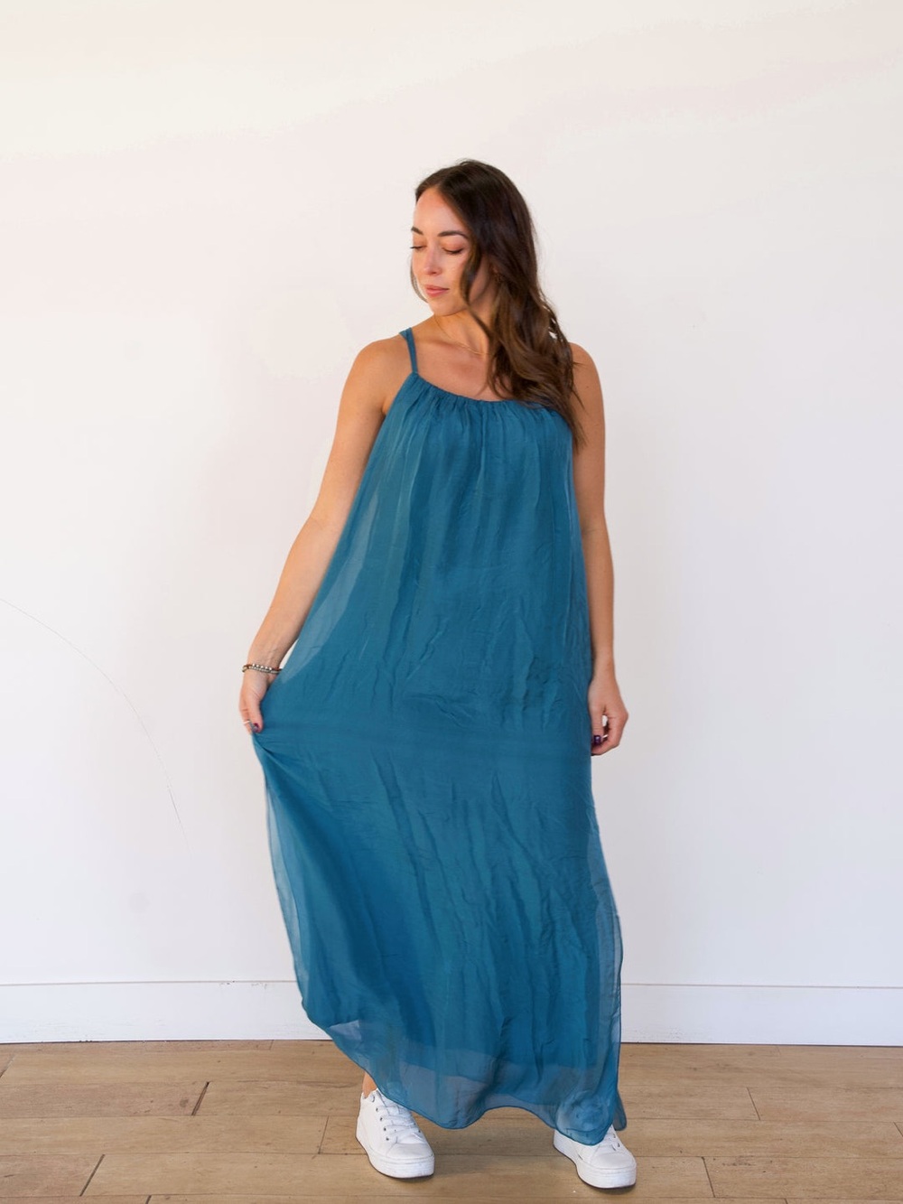 Meo Meli Washable Silk Blend Maxi Dress with Side Slits and Lining One Size - Picture 14 of 14